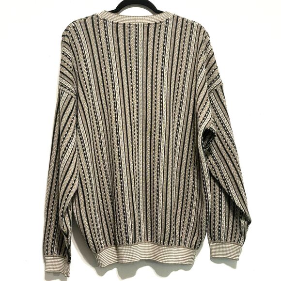 Bachrach Vintage 90's Sweater Men's Sz XL Brown Mixed Media Crewneck - Picture 2 of 5